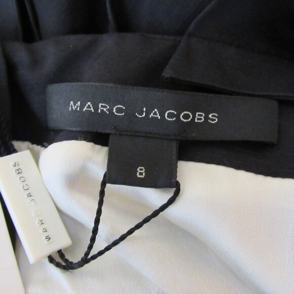 Marc Jacobs Black Linen Silk with Ruffles Cocktail Dress New NWT Women's 8 - Picture 10 of 10